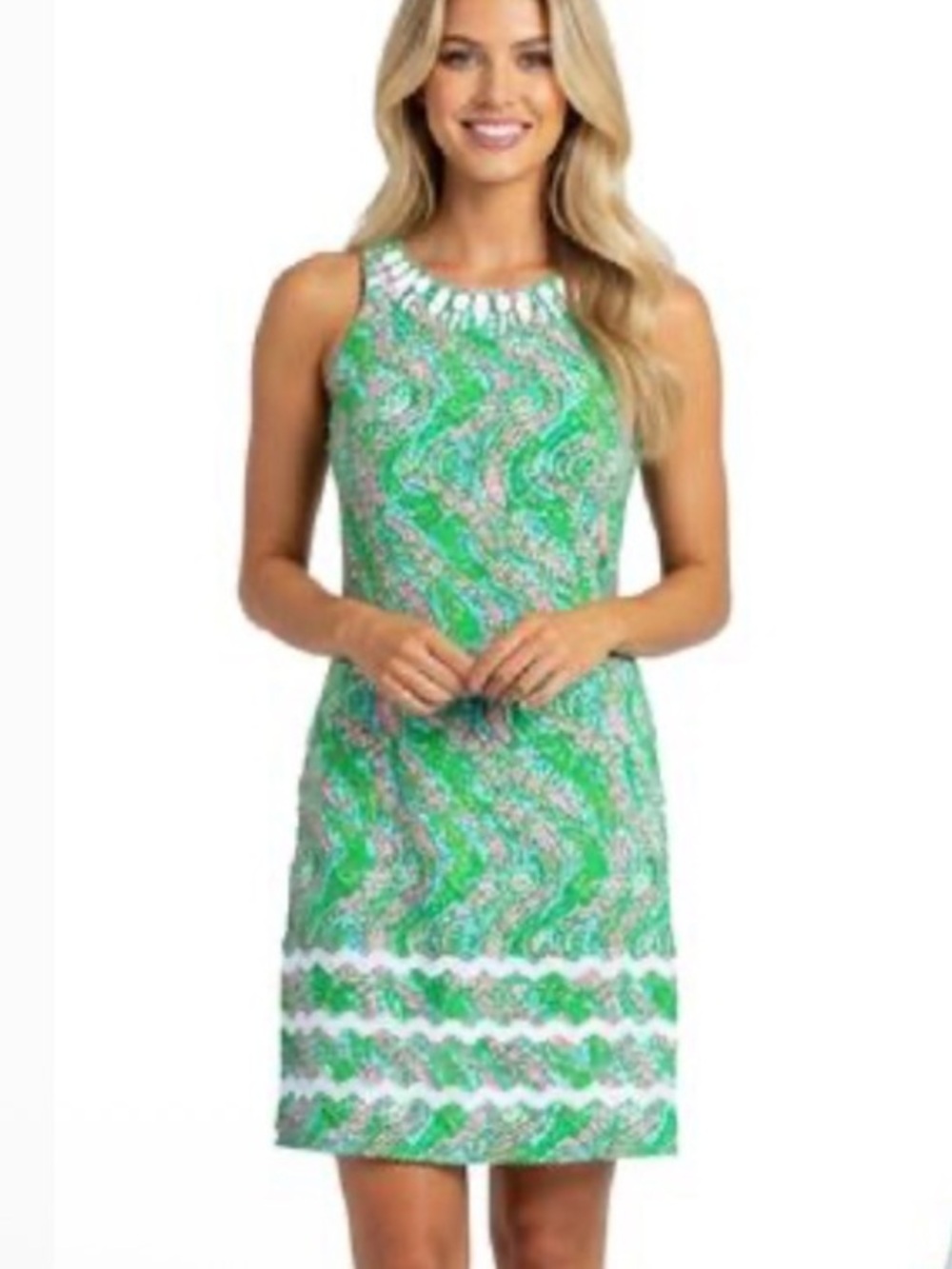 LILLY PULITZER Pearl Dress Size 0 green Beaded Chomp Chomp Gators Print